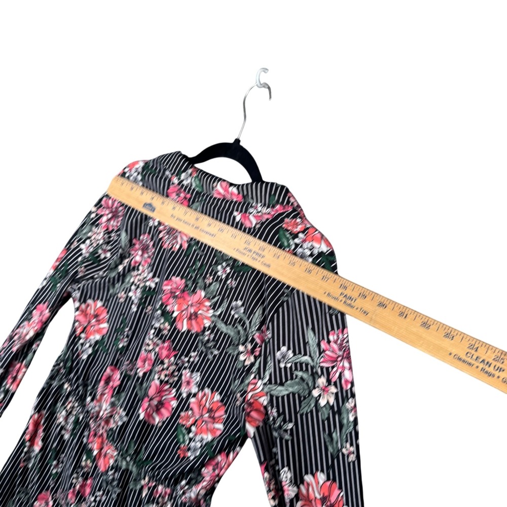 Derek Heart Print Shirt Dress L Y2K Indie Cottagecore Floral Stripe Button Up - Picture 8 of 9